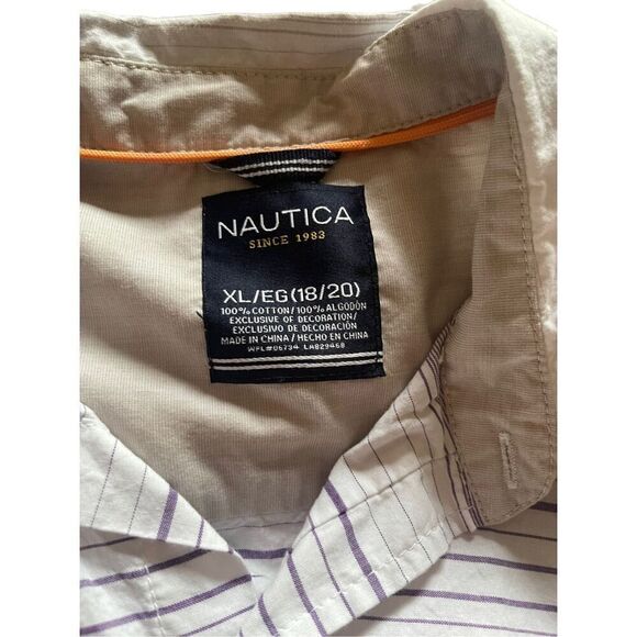 Nautica Men's Front Button Closure Striped Short Sleeves Shirt Size XL - Picture 6 of 15